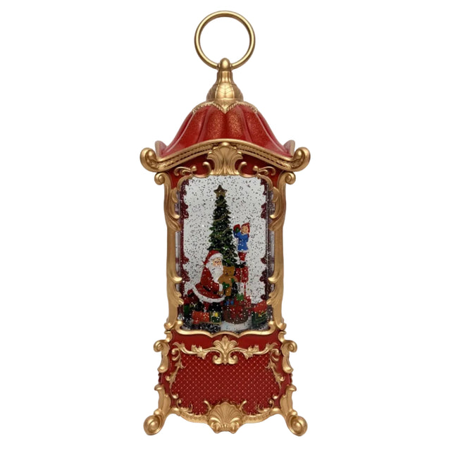 Santa And Child LED Musical Lantern 12x12x28cm