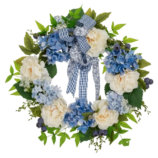 Artificial peony and hydrangea wreath 60cm