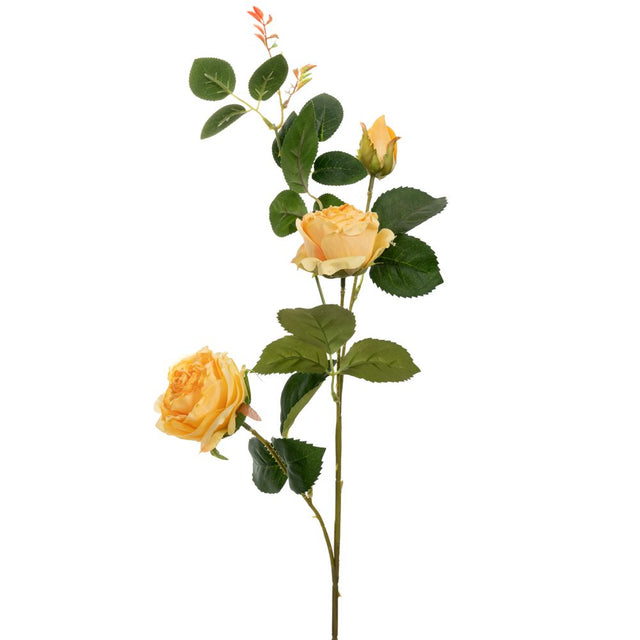 Artificial yellow rose stem 3 head 75cm