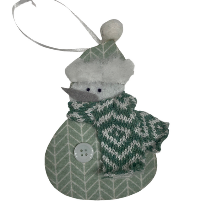 Snowman With Green Scarf 4X15X10Cm