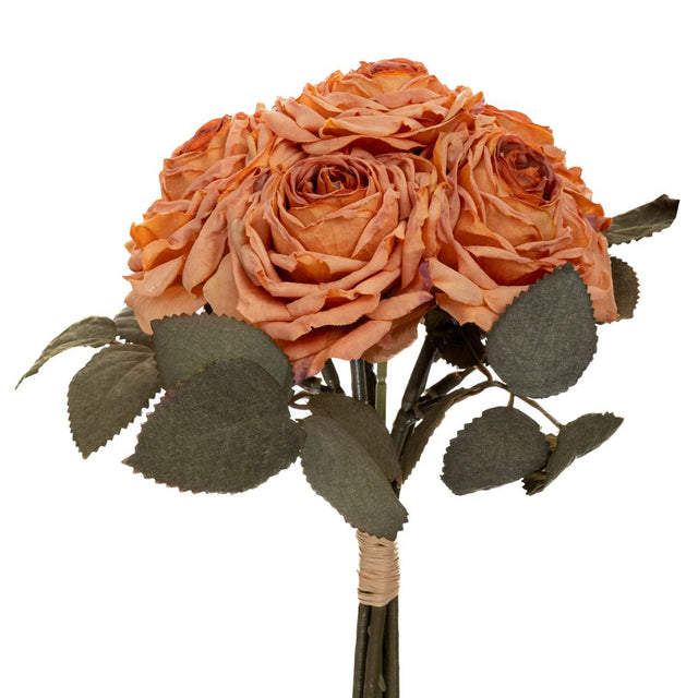 Artificial light orange rose bouquet