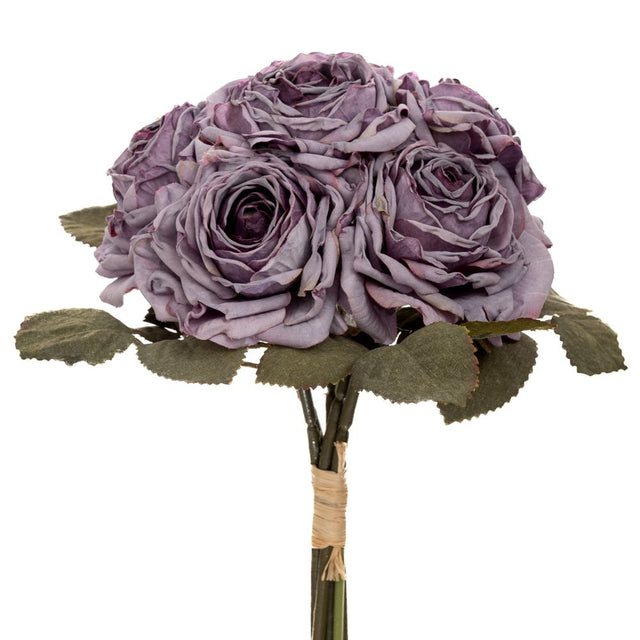 Artificial purple rose bouquet