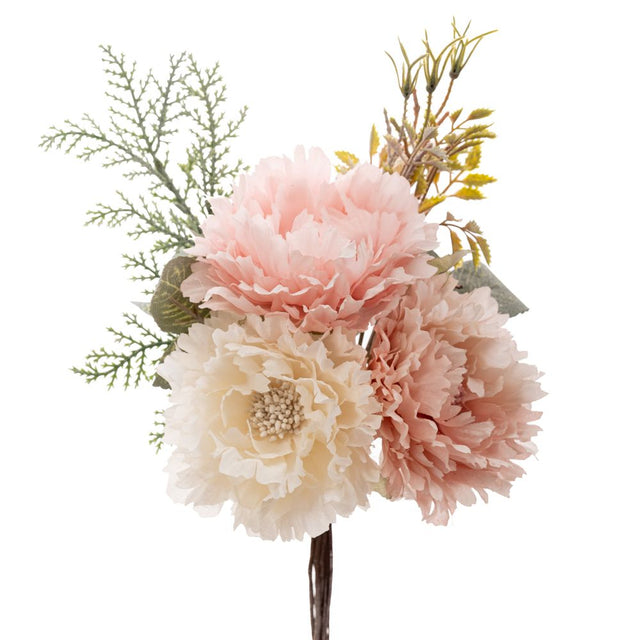 Artificial cream/pink peony bouquet