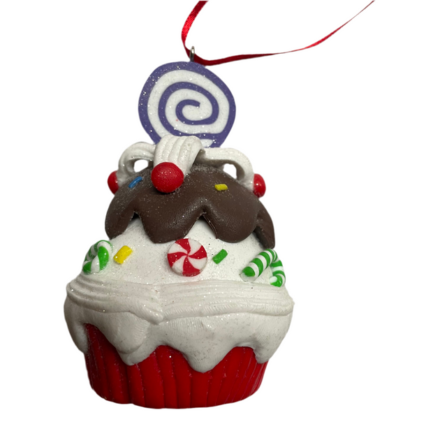 Cupcake 8.5Cm - Red Cup W Brown Frosting
