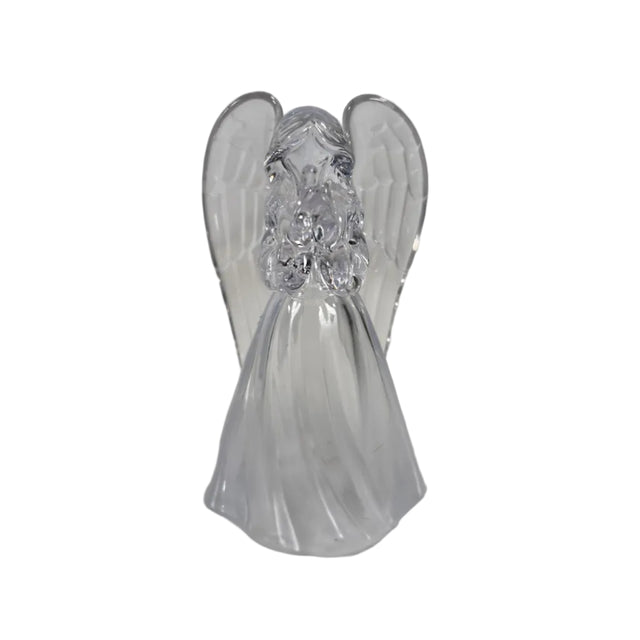Angel, acrylic, warm white LED 6x5.5x11cm with dove - clear wings