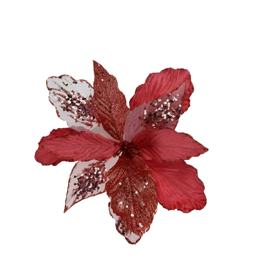 Glitter Flower on Clip Red