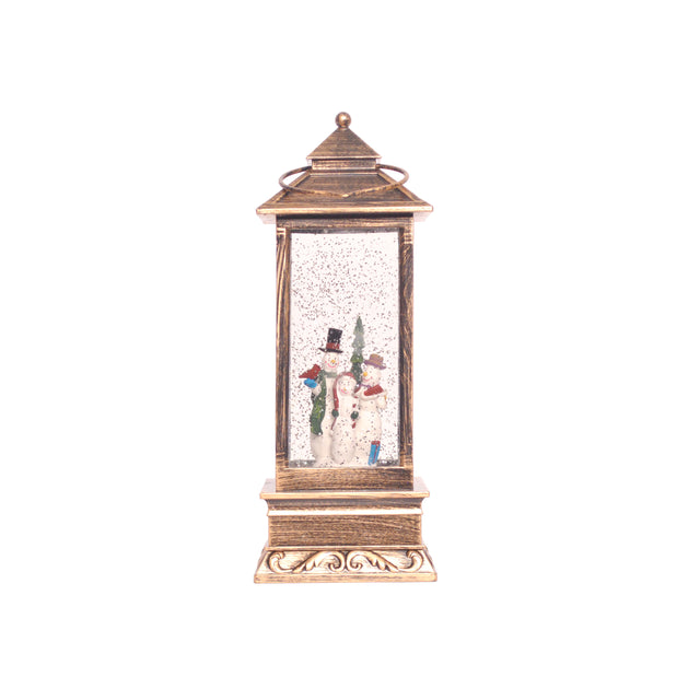 Lantern with snowman family