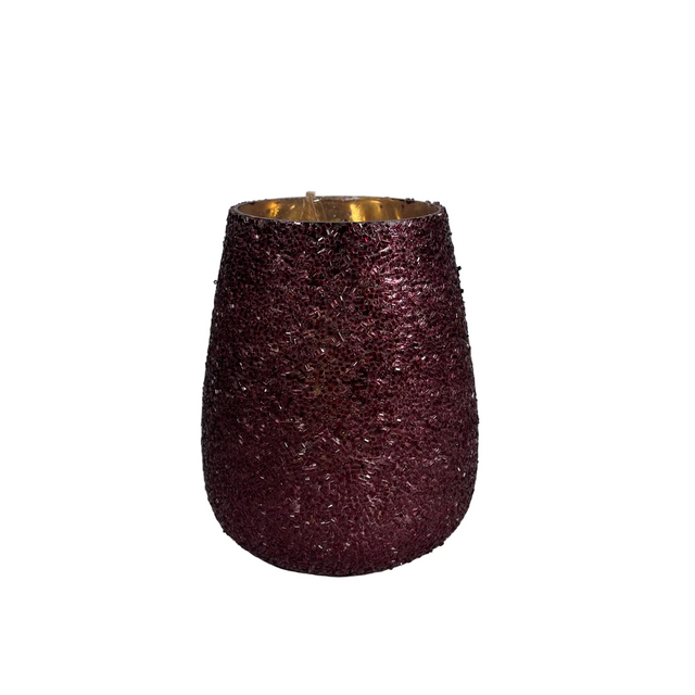 (A68121500)BEADED VOTIVE 11X13CM - RED