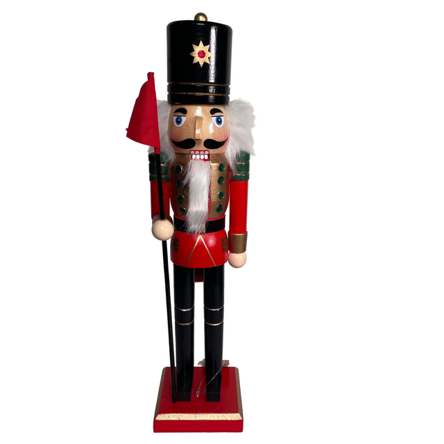 Nutcracker, pinewood 12x11.1x50cm - with stick with flag