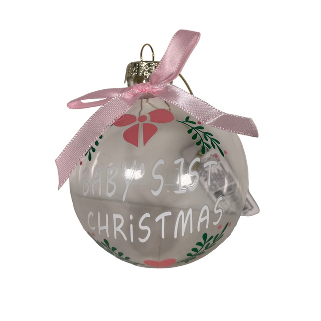 (ABR821870-1)BAUBLE BABY'S 1ST CHRISTMAS - PINK