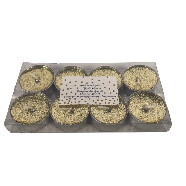 (ACC004120)TEALIGHT SET OF 8PSC - GOLD
