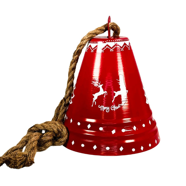 Bell With Jute Rope, Metal, 19X19X23Cm, Red, Tree