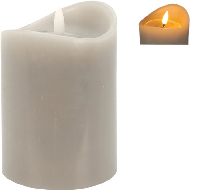 Led Candle 90X125mm Grey