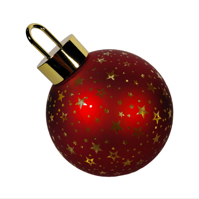 (ABR823870-1)XMAS BAL WITH LED STANDING SIDE, GLASS,15 X18.5CM - WITH STARS