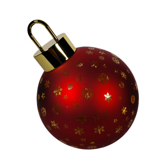 (ABR823870-1)XMAS BAL WITH LED STANDING SIDE, GLASS,15 X18.5CM - WITH SNOWFLAKE