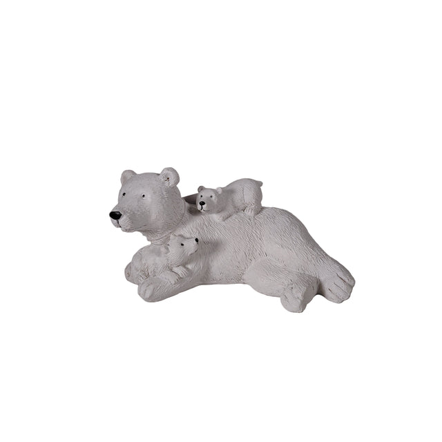 Polar bear with cub, lying with 2 cubs 10.5x7.7x14cm