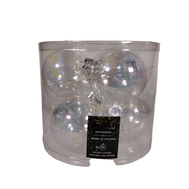 Xmas ball 8cm - set of 6 - Iridescent