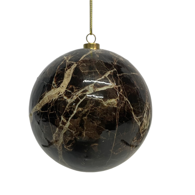 Xmas Ball, Paper Glue Style, Styrofoam And Paper 10Cm, Brown