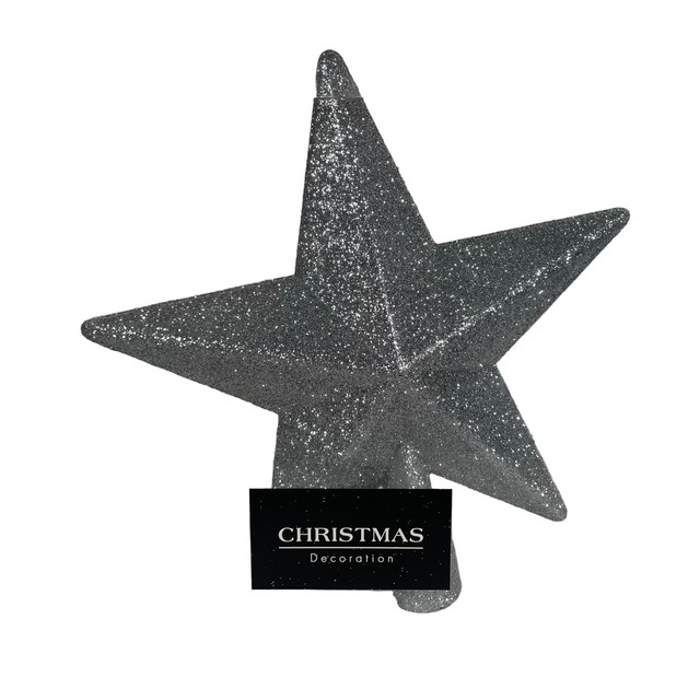 Tree topper star 19cm - Silver Glitter