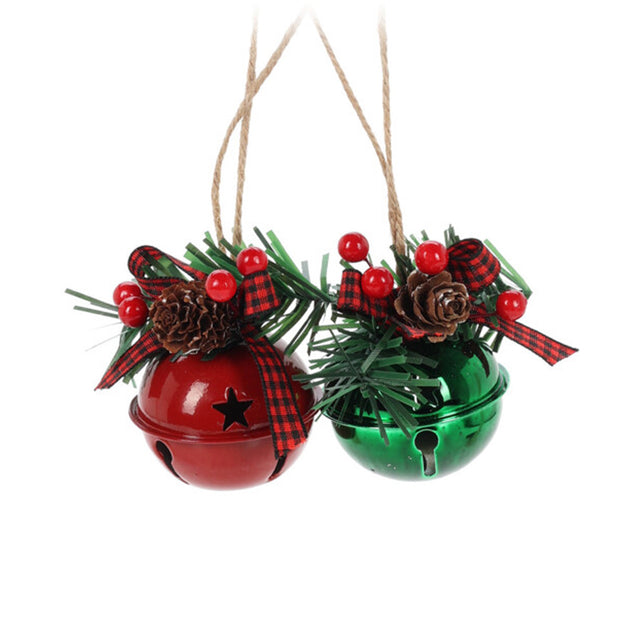 (CAA732500)XMAS BELLS SET 2 16CM - GREEN & RED