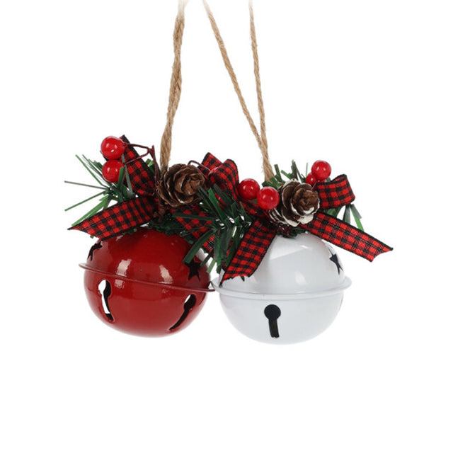 Xmas Bells Set 2 16Cm - White & Red