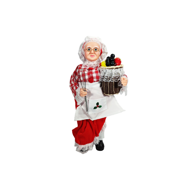 Mrs Clause With Basket Of Fruit