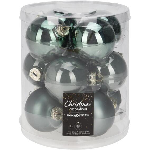 Xmas Ball, Glass, 6cm, Set Of 12 Pieces Green