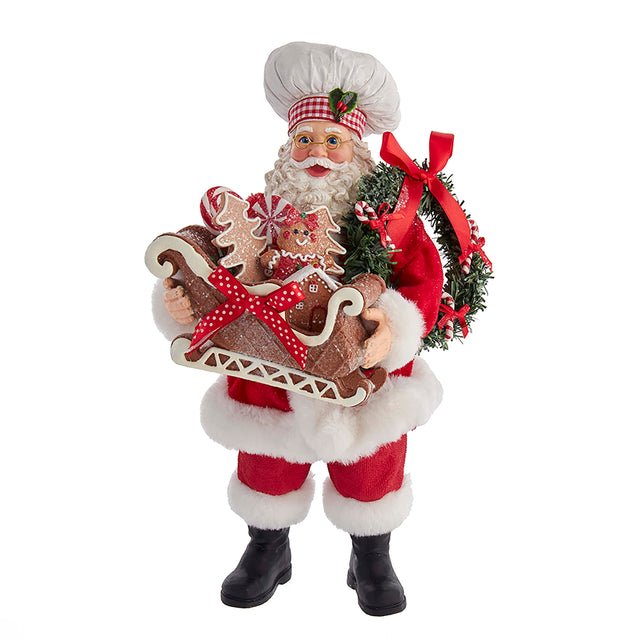 Fabriche Chef Santa holding gingerbread slay 10.5inch