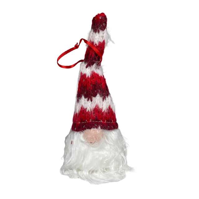 Gnome Hanging Polyester, Foam 5X5X20Cm, White, And Dark Red Stripes