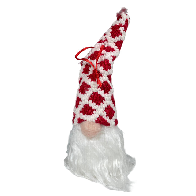 Gnome Hanging Polyester, Foam 5X5X20Cm, White With Red Diamond Shapes