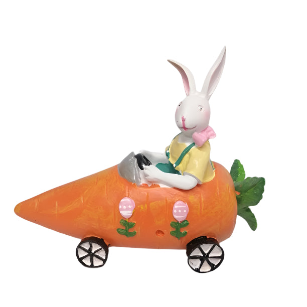 Rabbit boy in carrot car 16x20cm