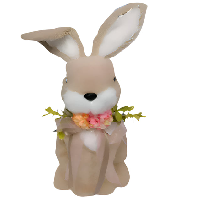 Rabbit with pink flowers and sitting with legs together 35cm