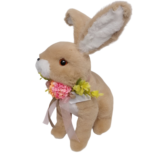 Rabbit with pink flowers and legs apart 35cm