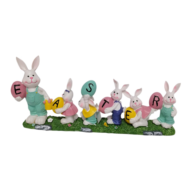 Rabbit family with easter eggs 40x118cm