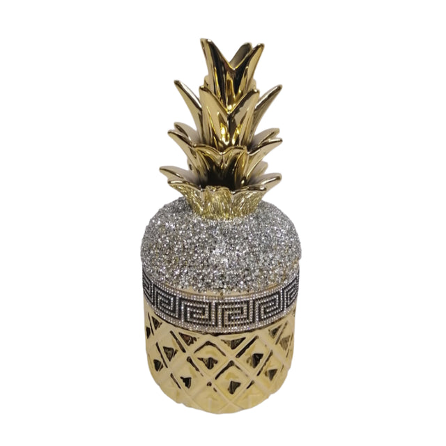 Decorative Pineapple gold, silver & black 11x27cm