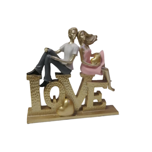 Couple Sitting on Love Sign 24.6X22cm