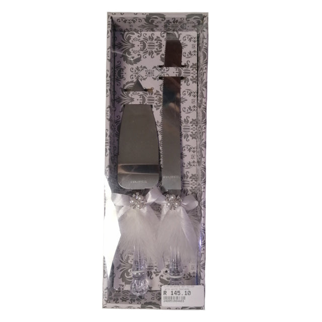 Knife Set - Silver with white Feathers