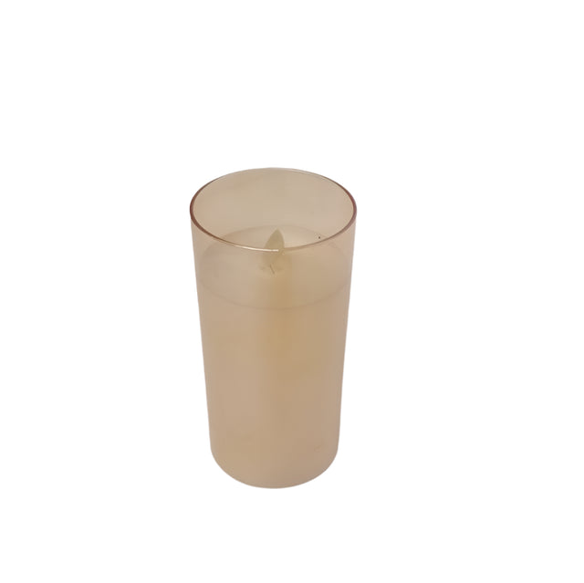Led Candle In Glass 10cm Amber