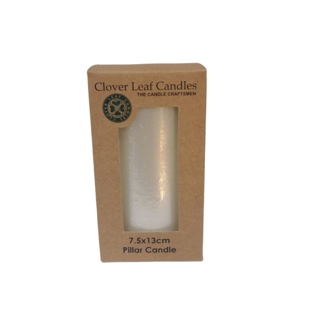 Candle Pillar Pearl White 7.5x13cm