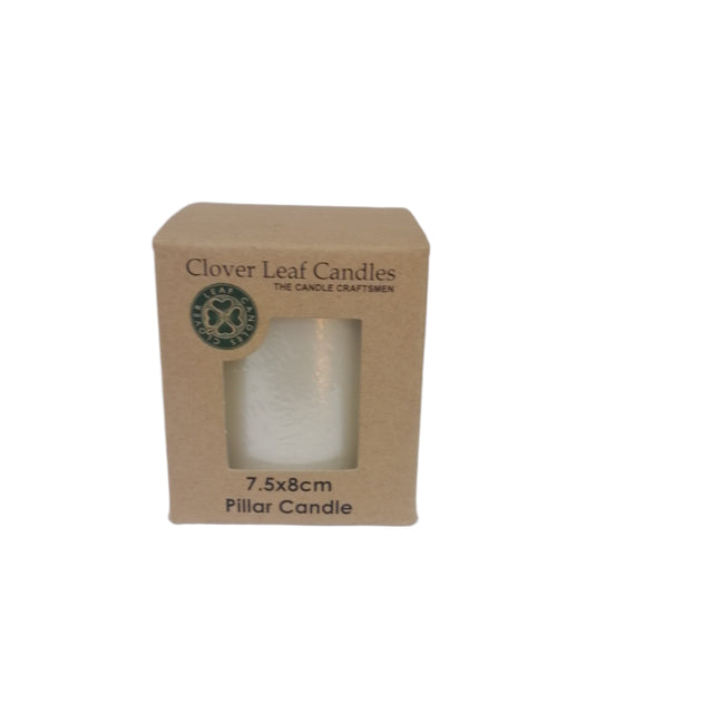 Candle Pillar Pearl White 7.5x8cm