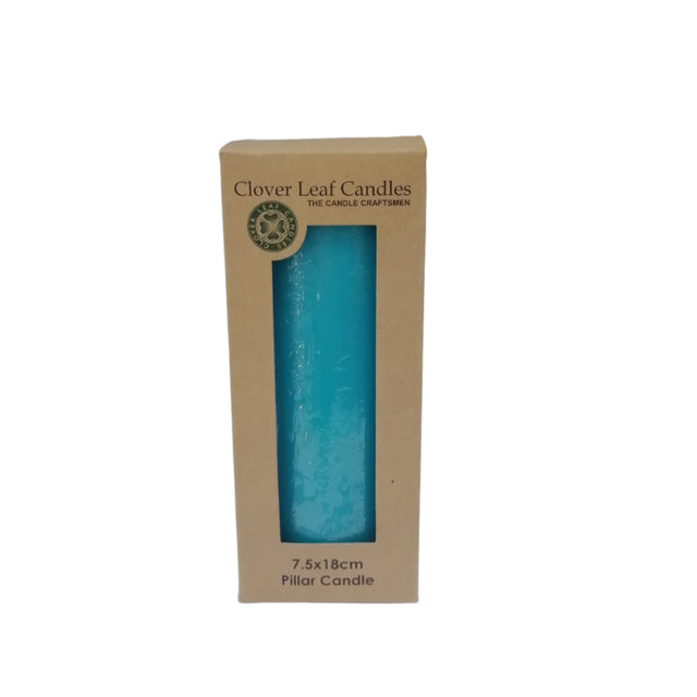 Candle Pillar Turquoise Blue 7.5x18cm