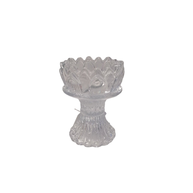 Glass candle holder - Flower design 8x10.5cm