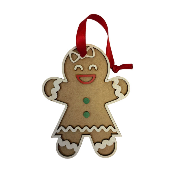 Gingerbread wooden girl - with icing 12x9cm