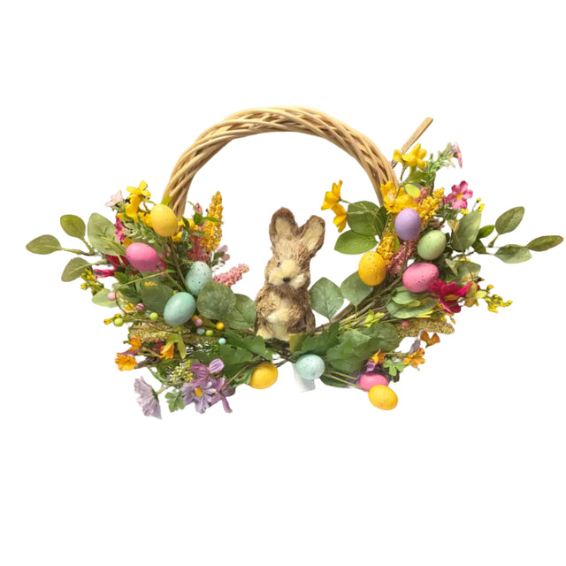50cm Floral egg wreath with bunny