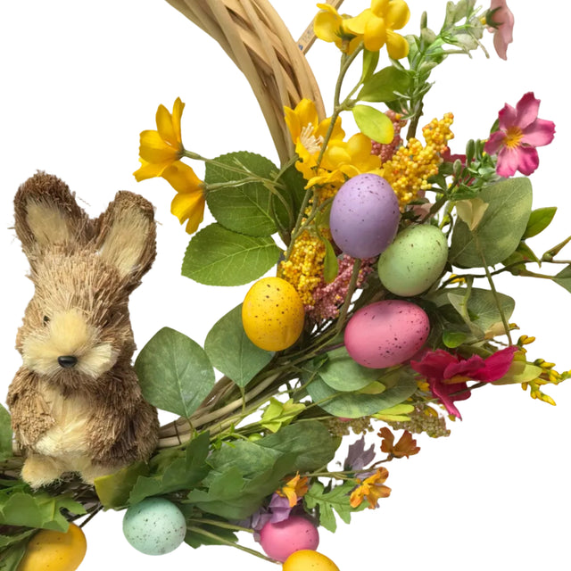 50cm Floral egg wreath with bunny