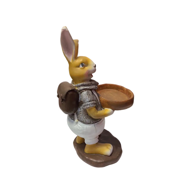Rabbit with bowl and backpack 28cm