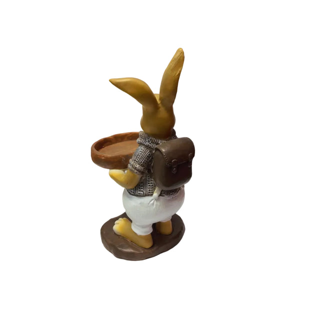 Rabbit with bowl and backpack 28cm