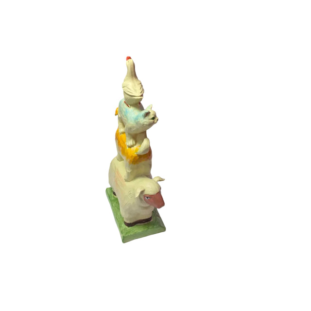 Ceramic duck on cat on dog on sheep 29cm