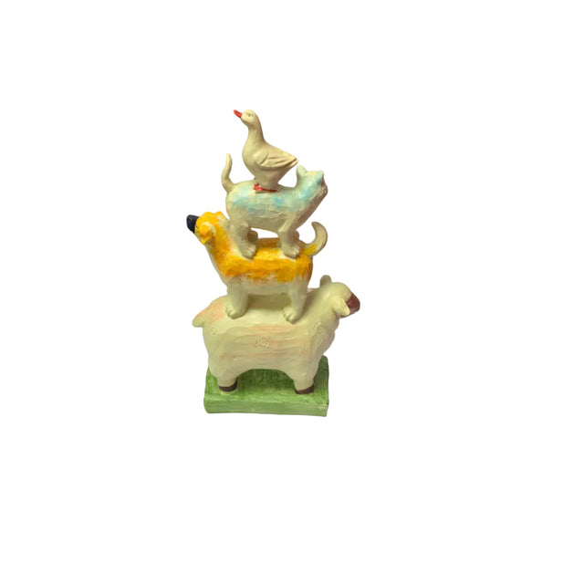 Ceramic duck on cat on dog on sheep 29cm
