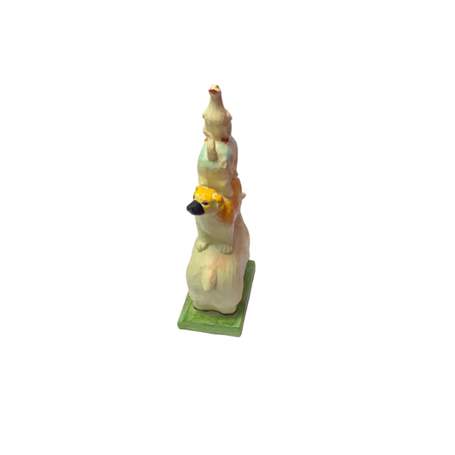 Ceramic duck on cat on dog on sheep 29cm